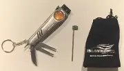 GOLF TOOL KEY CHAIN WITH CARRY BAG-FIX DIVOTS, SPIKE TOOL, BRUSH-MASTERS-NEW