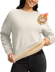 [G Gradual] Sherpa Lined Sweatshirt for Women Fleece Sweatshirts Crewneck Pullover Warm Winter Tops