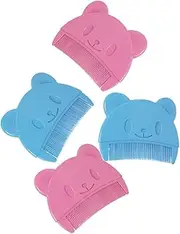 Baluue 4pcs Hair Brush Set Gentle Exfoliating Scrub Brush for Bath Cradle Cap Removal Soft Scalp Comb for Toddler Girls