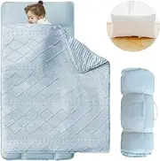 Toddler Nap Mat for Daycare Preschool Girls Boho Tufted Geometric Kids Sleeping Mat Pad Toddler Bedding Set Portable Baby Sleeping Bag with Pillow and Blanket for Travel Camping Outdoor