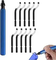 YQkangzhu Deburring Tool with 10 Heavy Duty HSS Blades, 360° Swivel Head Deburring Tool Kit, Removing Burr tool for Aluminum, Copper, Metal, Iron, Brass, Plastic Pipe, 3D Printing, Resin, PVC