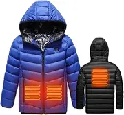 [KUMADAI] Heated Jacket Kids USB Charging Boys Girls Ski Jacket Children Heated Vest Electric Body Warmer Heated Coat with Hood