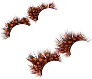 minkissy 2 Pairs False Eyelashes Wispy Lashes Fancy Faux False Lashes Fake False Eyelashes Wispy Colorful Halloween Cosplay Eyelashes Party Orange