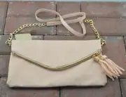 Accessorize Bag Clutch Purse With Chain Strap Stylish Tan Shoulder Bag 689079