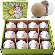 Disents 12 Pack Standard Size T-Ball Training Baseballs - Youth Baseball Practice Balls, Rubber Filling - 100% Faux Leather Soft Baseballs for Kids - High School Baseballs Bulk