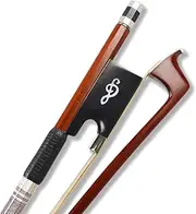 YoungMonic Professional 4/4 Brazilwood Violin Bow Colored Silk Wire Inlay Violin Bow Ebony Note Tailstock - Unbleached Mongolian White Horsehair Bow for Beginners and Adults & Students (04)