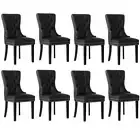 8x Dining Chairs French Provincial Tufted PU Leather Black