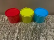 New Tupperware Set of 3 Mini Canisters 2.5 cups each Beautiful and Colorful