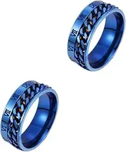 [Abaodam] 1Pc roman numeral vintage toys punk rings trendy rings titanium rings roman letter sensory rings Unisex Titanium Steel Decorative Women's to weave