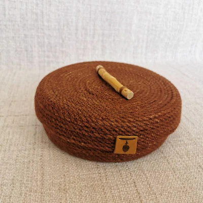 Decorative Basket / Woven Storage Basket. Brown Hand-Dyed Jute. 100% Handmade.