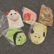 Set Of 5 Vintage Hand Puppets Animals Cow Goat Horse Chicken Green