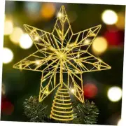 Gold Star Tree Topper - Christmas Tree Star Topper with 30 Warm LED