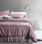 Eikei Solid Color Duvet Cover Luxury Bedding Set 400 Thread Count Egyptian Cotton Long Staple Sateen Weave Breathable Silky Soft Pima Premium Quality Bed Linen (King, Twilight Mauve)
