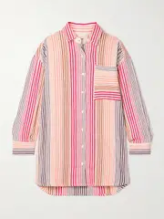 [lemlem] lemlem - Mariam Striped Cotton-blend Shirt - Plum - large large Purple