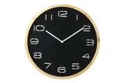 Amalfi Leni 41.5cm Analogue Pine Wood Glass Wall Clock Home Decor Mountable BLK