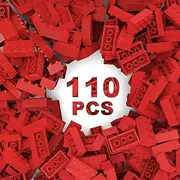 Classic Building Bricks 2x4, Compatible with Lego Parts and Pieces 3001, 110 Piece Bulk Building Block, Creative Building Block for Age 6+ Boys Girls and Bulk Enthusiast (Red)