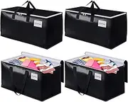 4 Pack Moving Bags, Extra Large Heavy Duty Storage Bags, Moving Boxes with Reinforced Handles & Premium Zippers,Storage Totes for Space Saving,Packing & Moving Supplies