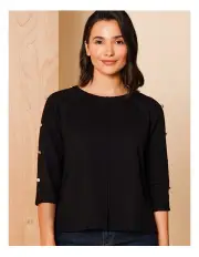 [Regatta] Organic Cotton 3/4 Button Sleeve Tee With Side Splits In Black