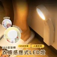 在飛比找momo購物網優惠-【感應燈光】USB 360度旋轉衣櫥感應式LED燈(夜燈 櫥