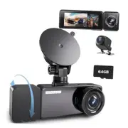 3 Channel Vital 2.5K Dash Cam, 360 Camera for Car, 3.18" IPS Screen, Night
