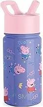 Simple Modern Peppa Pig Kids Water Bottle with Straw Lid | Reusable Insulated Stainless Steel Cup for School | Summit Collection | 14oz, Peppa Pig Bubbles
