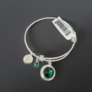 ALEX AND ANI Halos & Glories May Emerald Crystal Birthstone Bangle Bracelet 553