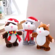 Electric Talking Walking Hamster with Xmas Hat Plush Doll Educational Toys