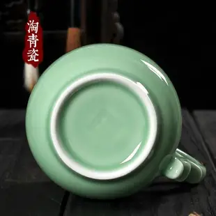 陶瓷大容量帶蓋勺茶杯青瓷