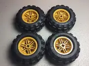 New LEGO Pearl Gold Wheels 30.4x 20mm Wheel - 56mm x 26mm Balloon Tires (x4)