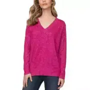 Buffalo David Bitton Super Soft Cozy V-Neck Everyday Top, Raspberry Mix M (199)