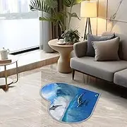 Shag Heart Rugs Dolphins Jumping In The Ocean Ultra Soft Fluffy Plush Rugs Bedroom Living Room Mats Non-Slip for Kids Room Home Decor (80x80 cm)