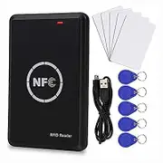 Smart Access Control Card Copier, RFID Reader Writer, 125KHz Card Duplicator, 13.56MHz Encrypted Card Decoder, NFC Tag Black