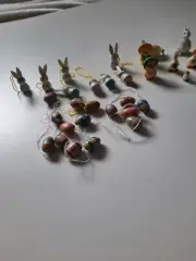 Set Easter eggs hares ducks in miniature