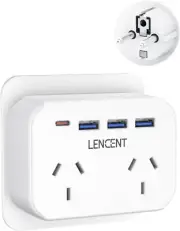 Europe Travel Adapter Type E F Power Plug with 2 Outlets USB C Charger for AU NZ