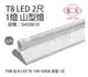 旭光 LED T8 10W 6000K 白光 2尺 1燈 單管 全電壓 山型燈 _ SI430010