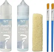 WAN2TLK 2Pcs Masking Fluid for Watercolor Painting with a Paintbrush and Eraser - Art Masking Fluid Pen Watercolor Medium Art Supplies for Artists - 60ml Blue+60ml White