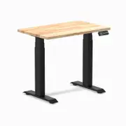 Desky Dual Mini Natural Rubberwood Sit to Stand Desk 800x500mm Matte Black Frame
