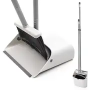Broom and Dustpan Set, Long Handle Lightweight Broom Set Upright Standing Dus...