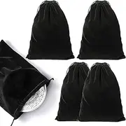 Saintrygo 4 Pieces Silver Storage Bags Anti Tarnish Cloth Bag for Silver Storage, Sterling, Jewelry, Flatware, Silverplate, Silver Polishing Cloth for Tarnish Cleaning (Black, 9.8 x 12.8 Inch)