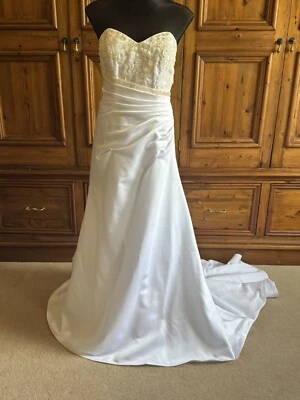 “Alfred Angelo”Size12”BNWT~White/Gold Wedding Dress-RRP $960*
