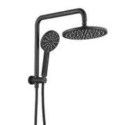 Decaura Rain Shower Head Set 9" Brass Gooseneck Shower Rail Black WELS