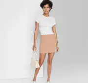 Women's Knit Bodycon Mini Pencil Skirt - Wild Fable, Brown Clay, Medium