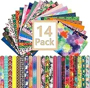 Tintnut Mystery Pack Heat Transfer Vinyl - 10" x12" 14 Sheets Bundle Watercolor Rainbow Iron on Vinyl Seamless Colorful Pattern Printed HTV DIY T-Shirts Canvas Bag