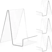 trophable 4 Pack Acrylic Book Stand Thickened Clear Book Display Easel Holder for Displaying Tablets Newspaper Magazines Notebooks Textbooks CDs (Clear-Small)