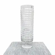 Vintage Mid Century Modern Georg Jensen Label Heavy Beehive Ribbed Glass Vase