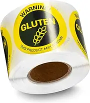 300 Gluten Allergen Label Allergy Warning Stickers, 1.5" Circle Dots Gluten Allergies Food Advisory Allergens Warning Deli Restaurant Bakery Packaging Sticker - 1 Roll of 300 Allergy Alert Labels
