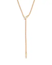Ettika Serpentina Marquise Cubic Zirconia Snake Chain Adjustable Lariat Necklace in 18K Gold Plated, 26