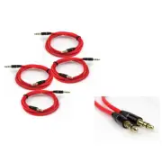 4PCS 3FT 3.5MM AUX AUDIO STEREO CABLES RED IPHONE 5 4S IPOD TOUCH NANO SHUFFLE