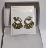 New - Hoop Earrings With Mini Discs - By Canvas - INCLUDES GIFT BOX