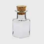 1 Glass Bottle Clear Jar Cylinder Square Shape Potion Apothecary Vial 0.9" 20ml